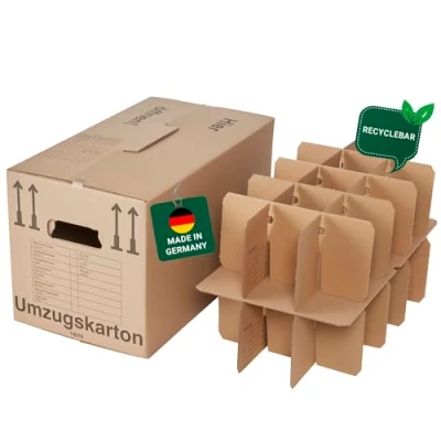 Abbildung von BB Verpackungen 5 x Gläserkarton (Umzugskarton für Gläser, Flaschen und Tassen, 15 30 Fächer) Sets zwischen 150 Stück