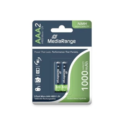 Abbildung von MediaRange wiederaufladbare Hochleistungs NiMH Akkus, Micro AAAHR031.2V, 2er Pack