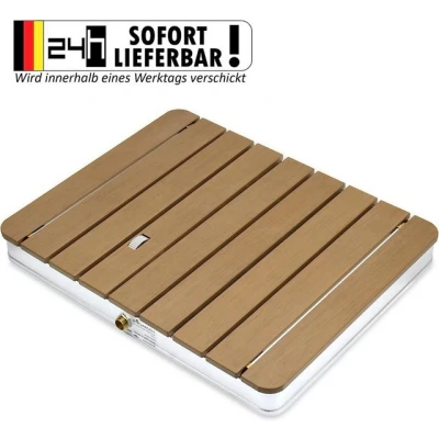 Abbildung von @tec Gartendusche Aussendusche aus WPC, im Holz Look, Mobile Bodendusche Campingdusche, Sauna &amp; Pool Dusche mit Bodenplatte für den Garten, Outdoor Shower eckig 70x55cm