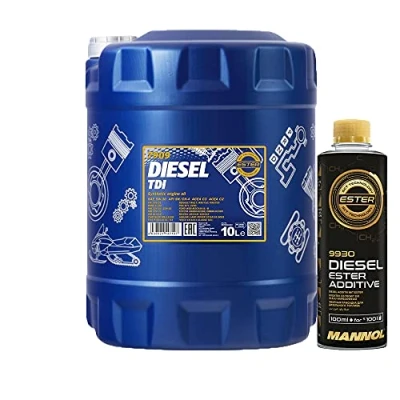 Abbildung von MANNOL 10l, 7909 Diesel TDI 5W 30 505.01 + Anti Verschleiß Reinigung Additiv Dieselzusatz 250ml