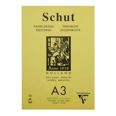 Abbildung von Clairefontaine SCH11803C Skizzenblock Shut Papier &quot;petit grain&quot; 125g, 100 Blatt, 29,7x42 cm, Weiß