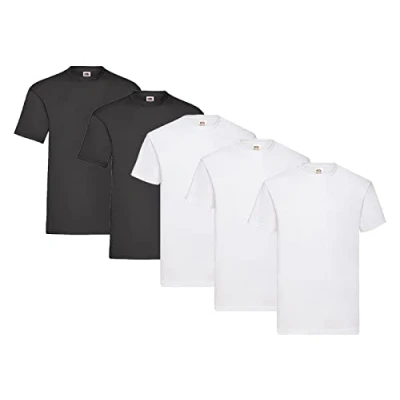 Abbildung von Fruit of the Loom 5er Pack T Shirts, 3X Weiss + 2X Schwarz 1 HL Kauf Notizblock, Größe XL