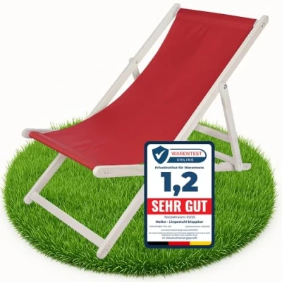 Abbildung von Melko Gartenstuhl Strandliege klappbar Liegestuhl Gartenliege Sonnenliege Balkonliege (Stück, 1 St), inkl. Sicherung gegen ungewolltes Zusammenklappen