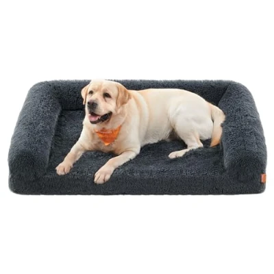 Abbildung von Feandrea FluffyHug Hundebett, Hundekissen Größe XXL, Hundematte für große Hunde, Hundesofa Noppenschaumstoff, Bezug abnehmbar und waschbar, 122 x 85 24 cm, dunkelgrau PGW234G02