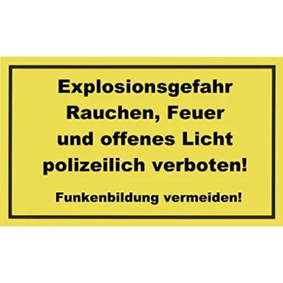 Abbildung von Metafranc Hinweisschild &quot;Explosionsgefahr Rauchen, Feuer, offenes Licht verboten!&quot; 250 x 150 mm / Beschilderung Verbotsschild Warnmarkierung Sicherheitsmarkierung Gefahrenhinweis 500070