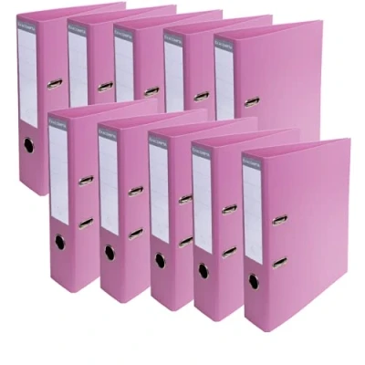Abbildung von Exacompta 53755E 10er Pack Premium PVC Ordner Prem&#039;Touch Pastell. 7 cm breit DIN A4 Ringordner Aktenordner Briefordner Büroordner Plastikordner Schlitzordner Rosa