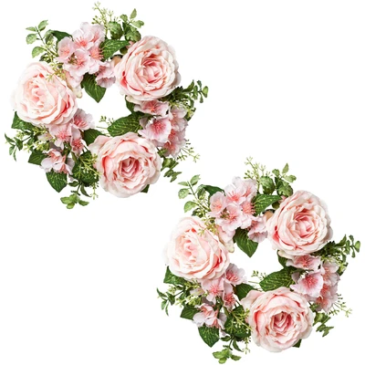 Abbildung von Creativ green Kunstblume &quot;Kerzenring Rosen und Blüten&quot;, im 2er Set