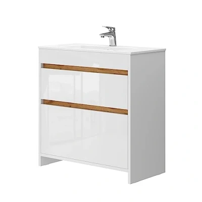 Abbildung von Vicco Badmöbel Set Detmold, Weiß, 2 Teile, Unterschrank 80 cm, (2 St., er Set)