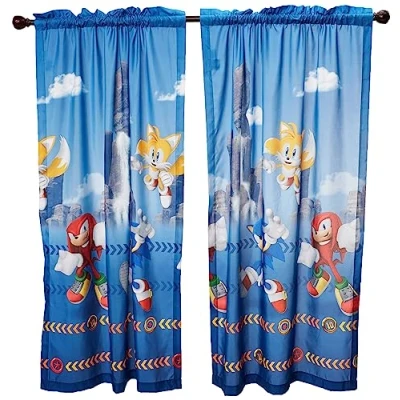 Abbildung von Franco Sonic The Hedgehog Kinderzimmer Fenstervorhang Set, 203 x 160 cm, (offizielles Sega Produkt, Drucke können variieren