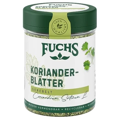 Abbildung von Fuchs Gewürze Korianderblätter gerebelt herb würziger Geschmack für Eintöpfe oder mediterrane Gerichte natürliche Zutaten 15 g in wiederverwendbarer, recyclebarer Dose