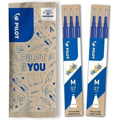 Abbildung von PILOT FriXion Ersatzminen 0.7 6 Stück Farbe Blau Nachfüllminen mit radierbarer Tinte Kompatibel Ball &amp; Clicker mittlere Stärke Gel Tintenrollermine