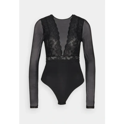 Abbildung von Pieces Pcsicca Bodystocking Langarmshirt, Damen, Größe: Large, Black