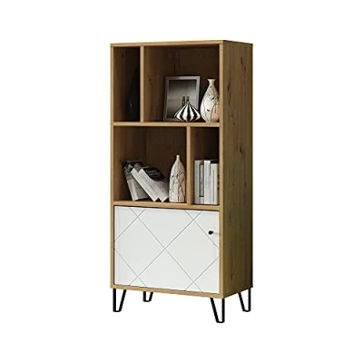 Abbildung von trendteam Bücherregal, Regalschrank Regal Wohnzimmerregal Möbel Braun/Weiß 63x136x40cm