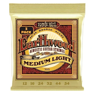 Abbildung von Ernie Ball Earthwood Medium Light Akustik Gitarrensaiten, 80/20 Bronze, 3 Pakete, Stärke 1254