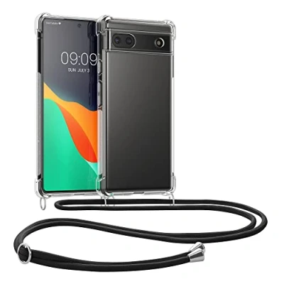 Abbildung von kwmobile Necklace Case kompatibel mit Google Pixel 6a Hülle Silikon Cover Handykette Band Handyhülle Transparent
