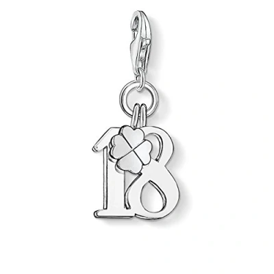 Abbildung von Thomas Sabo Damen Charm Anhänger Nummer 18 Kleeblatt Club 925 Sterling Silber 0473 001 12