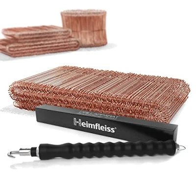 Abbildung von Heimfleiss® Bindedraht Drillapparat + Rödeldraht 1,0 x 100 160 mm, (500St), Drahtbinder Rödelzange &amp; verkupfertem Ösendraht