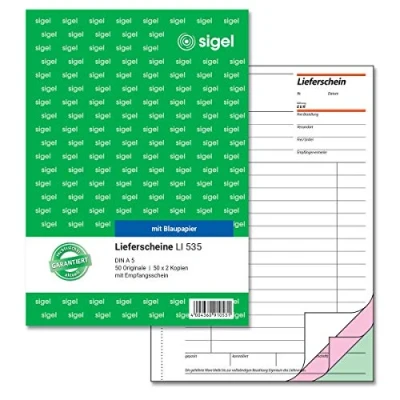 Abbildung von SIGEL LI535 Lieferscheine mit Empfangsschein, A5, 3x50 Blatt