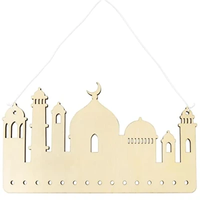 Abbildung von Papierdrachen Aufhängung für Ramadan aus Holz in naturfarben Ramadankalender zum Selbstbasteln kombinierbar mit Stoffsäckchen und Geschenkpapier