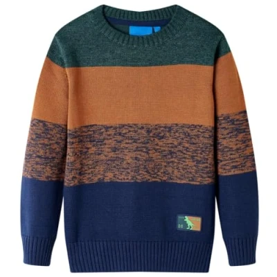 Abbildung von vidaXL Rundhalspullover Kinderpullover Gestrickt Mehrfarbig 116