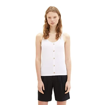 Abbildung von TOM TAILOR Denim Damen 1038399 Top mit Knopfleiste, 20000 White, XL