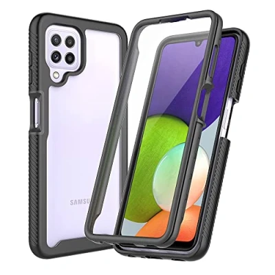 Abbildung von XINNI Hülle für Samsung Galaxy A22 4G, 360 Grad Stoßfeste Schutzhülle mit Integriertem Bildschirmschutz, Robuster Bumper Outdoor Full Body Case, Schwarz
