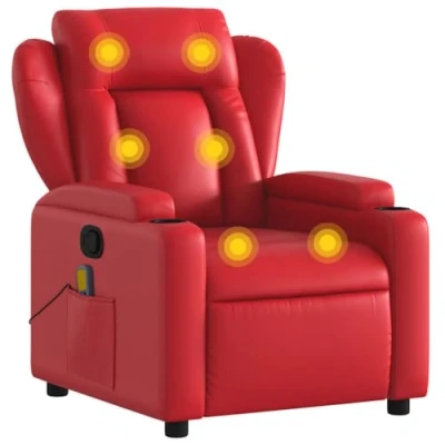 Abbildung von vidaXL Massagesessel, Sessel Verstellbare Rückenlehne, Fernsehsessel Relaxsessel mit Vibrationsfunktion, Liegesessel Polstersessel Ruhesessel, Rot Kunstleder
