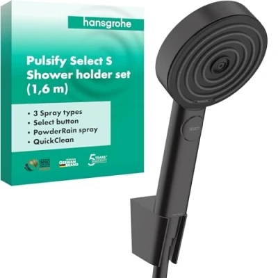 Abbildung von hansgrohe Duschbrause &quot;Pulsify Select S&quot;, (Brauseschlauch, Handbrause, Brausehalter), 10,5cm, 3 Strahlarten Relaxation mit Duschschlauch 160cm