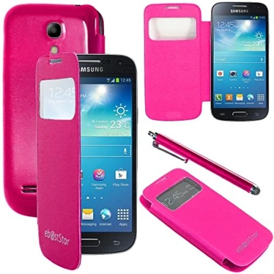 Abbildung von ebestStar kompatibel mit Samsung Galaxy S4 Mini Hülle GT i9190, i9192, i9195 View Case Handyhülle, Windows Schutzhülle Cover + Stift, Pink