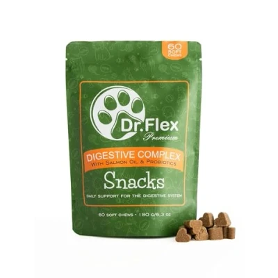 Abbildung von Dr. Flex Probiotika Snacks &amp; Leckerli Für Hunde 60 Soft Chews Besonders leckere Rezeptur mit Kolostrum, Bierhefe und Lachsöl gesunde Verdauung Darmflora