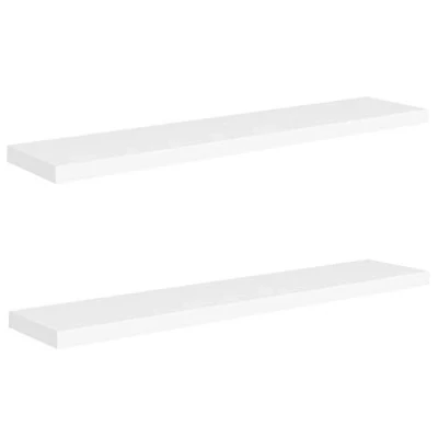 Abbildung von vidaXL 2X Wandregal Schwebend Hängeregal Wandboard Bücherregal Regalbrett Schweberegal CD DVD Regal Wand Dekoregal Weiß 120x23,5x3,8cm MDF