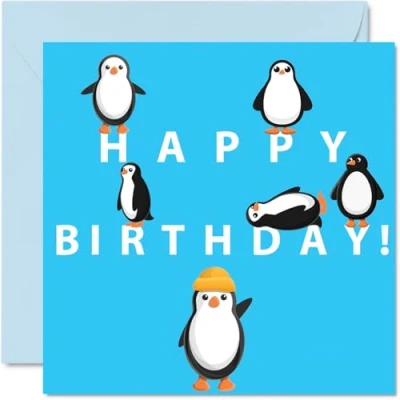 Abbildung von Stuff4 Lustige Geburtstagskarte für Damen und Herren, Cartoon Pinguin, Bruder, Schwester, Sohn, Tochter, Mutter, Vater, Tante, Onkel, 145 x mm, Tier Bday Grußkarten