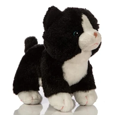 Abbildung von Uni Toys Katzen Baby (schwarz weiß), stehend 13 cm (Höhe) Plüsch Kätzchen Plüschtier, Kuscheltier, HT 30306