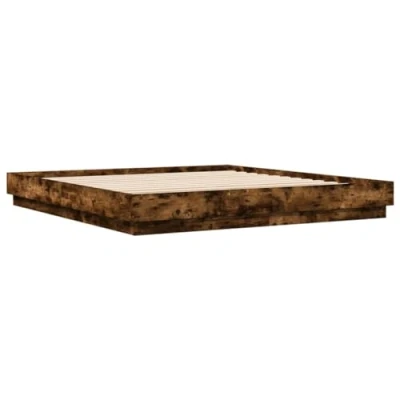Abbildung von vidaXL Bettgestell, Bett mit LED für Schlafzimmer, Bettrahmen Lattenrost, Schlafzimmerbett Doppelbett, Räuchereiche 180x200cm Holzwerkstoff