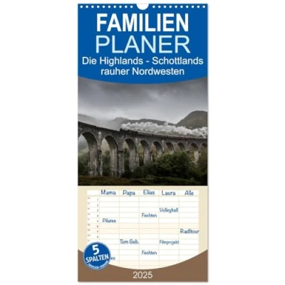 Abbildung von Familienplaner 2025 Die Highlands Schottlands rauher Nordwesten mit 5 Spalten (Wandkalender, 21 cm x 45 cm), CALVENDO