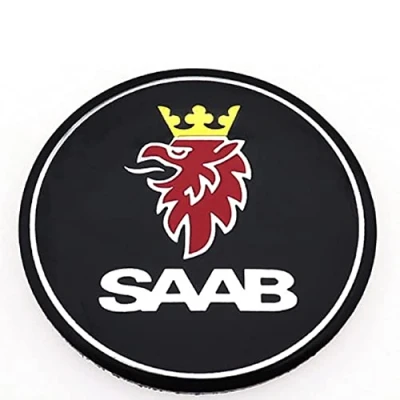 Abbildung von DOCHKA 4 Stück Nabenkappen Felgen Kappen Felgendeckel Radkappen Radnabendeckel Nabendeckel Felgenkappen für SAAB,Black 60MM