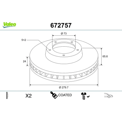 Abbildung von Bremsscheibe VALEO 672757
