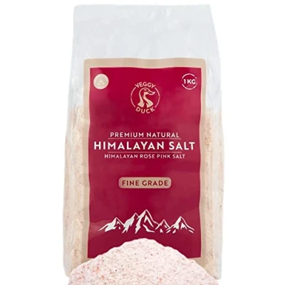 Abbildung von Veggy Duck Rosa Himalaya Salz 1Kg (Extra Feinkorn Salz) Unraffiniert Natürlich Gentechnikfrei Reich an Mineralien Veganfreundlich Gesundes Kochen aus Punjab Pakistan