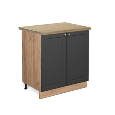 Abbildung von Vicco Spülenunterschrank Fame Line, Anthrazit Gold/Goldkraft Eiche, 80 cm, AP Eiche