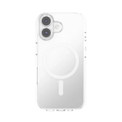 Abbildung von PopSockets iPhone 16 Hülle kompatibel mit MagSafe, Handyhülle für 16, kabellos aufladbar, nur Clear
