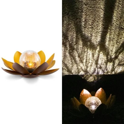 Abbildung von Navaris LED Solarleuchte Solar Lotus Laterne warmweiß wiederaufladbar Lotusblüte