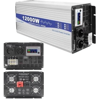 Abbildung von Wechselrichter 6000W 8000W 12000W Reiner Sinus Spannungswandler DC 12V 24V 48V 60V 72V auf 220V 230V 240V AC Inverter KFZ Umwandler Stromwandler Konverter mit LED,Steckdose(8000W,12Vto220V)