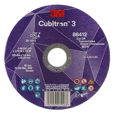 Abbildung von 3M Cubitron 3 Trennscheibe, 86616, 60+, T41, 115 mm x 1 22,23 mm, EN, 25/Pack