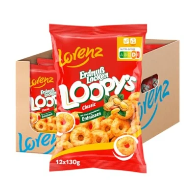 Abbildung von Lorenz Snack World ErdnußLocken Loopys, 12er Pack (12 x 130 g)