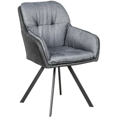 Abbildung von riess ambiente Armlehnstuhl MR. LOUNGER anthrazit / grau, Esszimmer · Microfaser Metall mit Armlehne 180 drehbar Retro