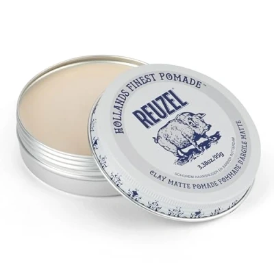 Abbildung von Reuzel Matte Clay Pomade, No Shine Pomade mit mittlerem Halt für einen natürlichen Stil und ein natürliches Finish 3,38 oz/95 g