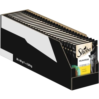 Abbildung von Sheba Delikatesse Katzen Nassfutter im Portionsbeutel mit Huhn in Gelee 28x85g