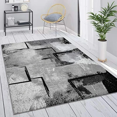 Abbildung von Paco Home Teppich Wohnzimmer Vintage Kurzflor Schlafzimmer Geometrisches Design Modern, Grösse:200x290 cm, Farbe:Grau 7
