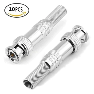 Abbildung von ASHATA BNC Koaxialstecker, 10 TLG. Federkraftstecker Adapter mit Schraubbefestigung für Überwachungskameras Heimvideos RG59 Videoübertragungs Koaxialkabel