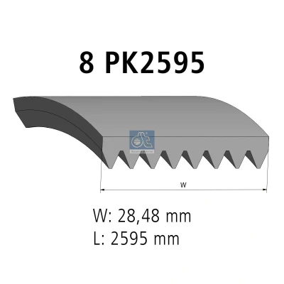 Abbildung von DT Spare Parts 1.21852 Keilrippenriemen 2595mm 8 EPDM (Ethylen Propylen Dien Kautschuk)
